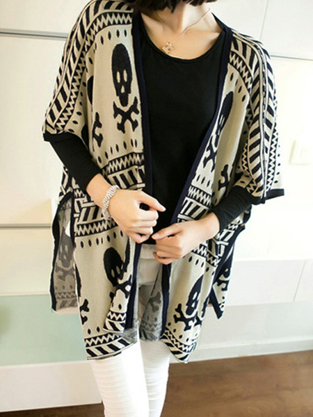 Skull Loose Knitted Cardigan on Luulla