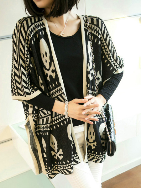 Skull Loose Knitted Cardigan on Luulla