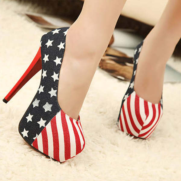Women's Club Heels Pumps Princess Platform Us Flag Shoes on Luulla
