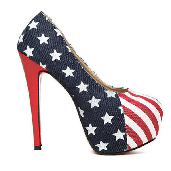 Women's Club Heels Pumps Princess Platform Us Flag Shoes On Luulla