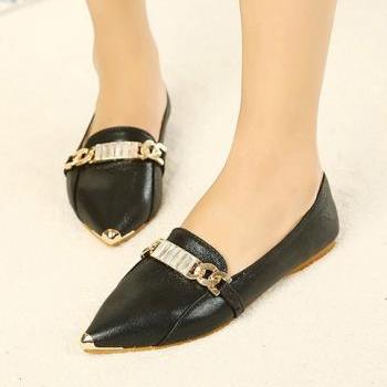 Korean Style Metal Embellished Shoes Flat on Luulla